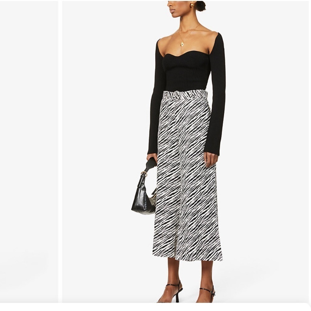 Faithfull The Brand Lissandra Zebra Print Wide Leg High Rise Linen Trousers